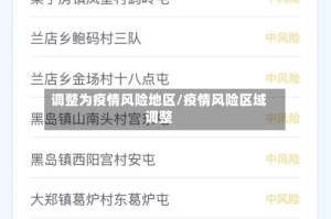 调整为疫情风险地区/疫情风险区域调整