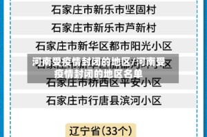 河南受疫情封闭的地区/河南受疫情封闭的地区名单