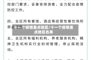 十一个疫情重点地区/十一个疫情重点地区名单