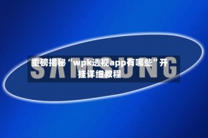 重磅揭秘“wpk透视app有哪些”开挂详细教程