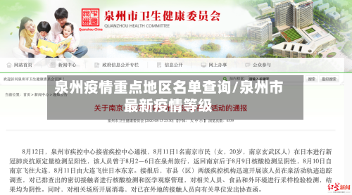 泉州疫情重点地区名单查询/泉州市最新疫情等级-第3张图片