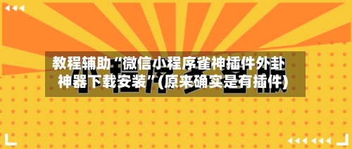 教程辅助“微信小程序雀神插件外卦神器下载安装	”(原来确实是有插件)-第1张图片