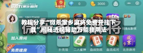 教程分享“微乐家乡麻将免费开挂下载”揭秘透视辅助万能挂用法-第3张图片