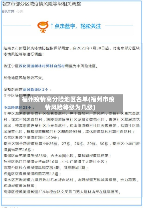 福州疫情高分险地区名单(福州市疫情风险等级为几级)-第1张图片
